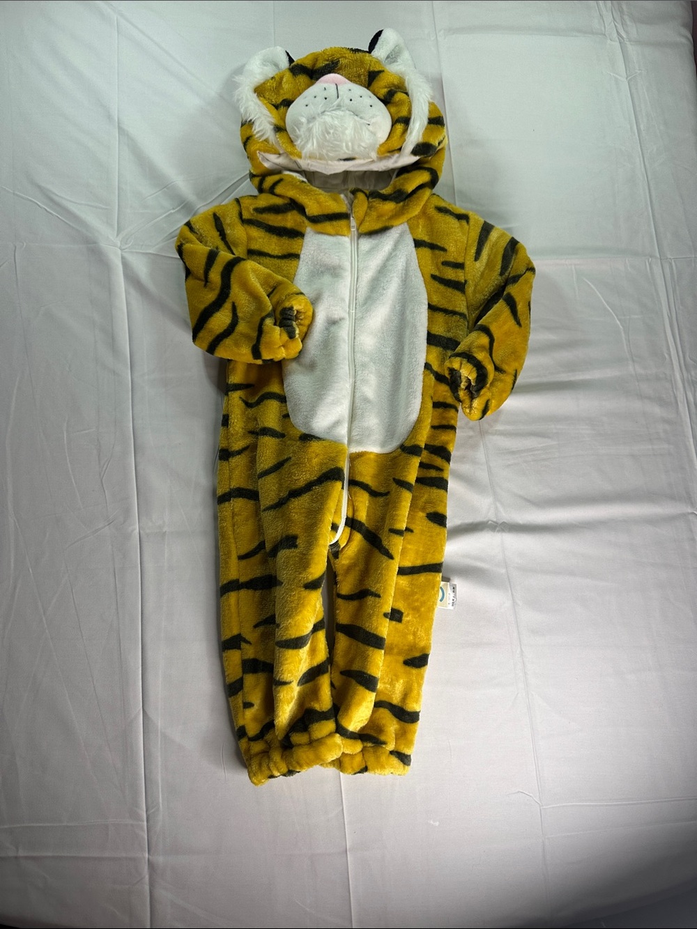 Source Unknown Yellow & White Tiger Plush Hooded One-Piece for Kids